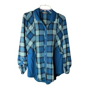 Habitat Clothes To Live In Women’s Blue/Black Plaid Button Down Shirt SZ XS